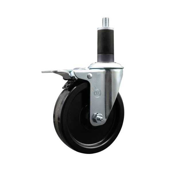 5'' SS Phenolic Swivel 1-1/4'' Expanding Stem Caster Total Lock Brake